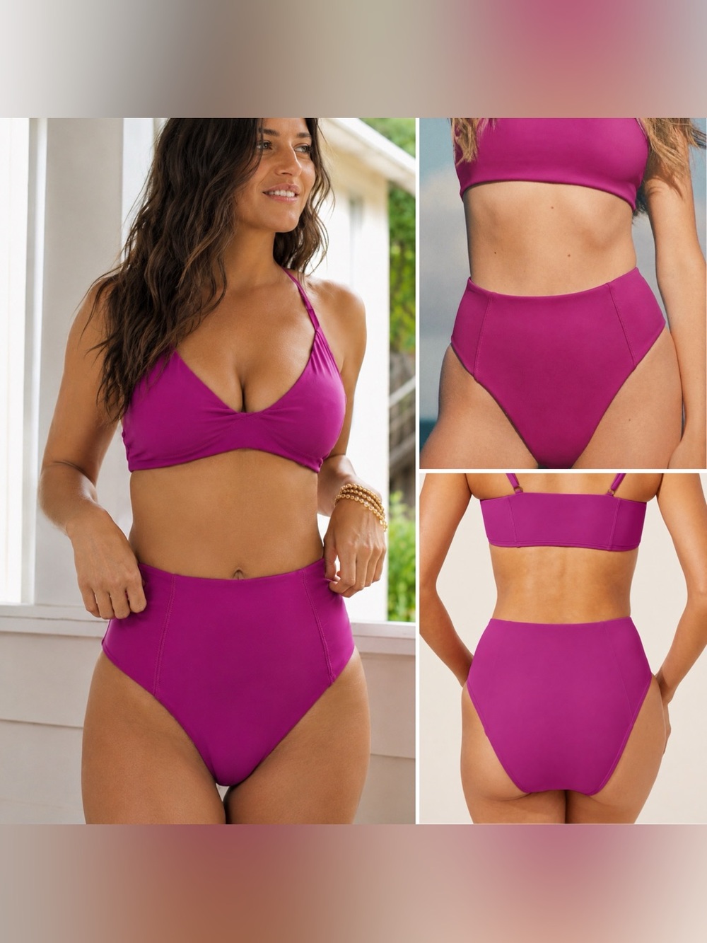Andie Swim Bikini Bottoms High Waisted Cheeky Berry Size Small Bathing Suit NWT